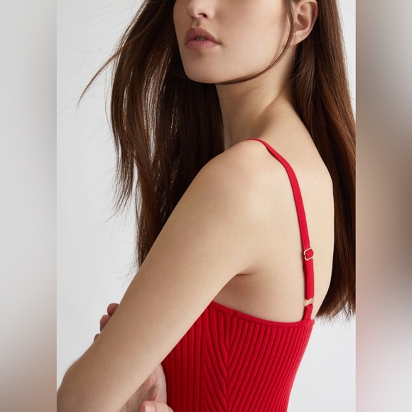 πππLIU.JO CHERRY RED RIBBED DRESS - Picture 9 of 16